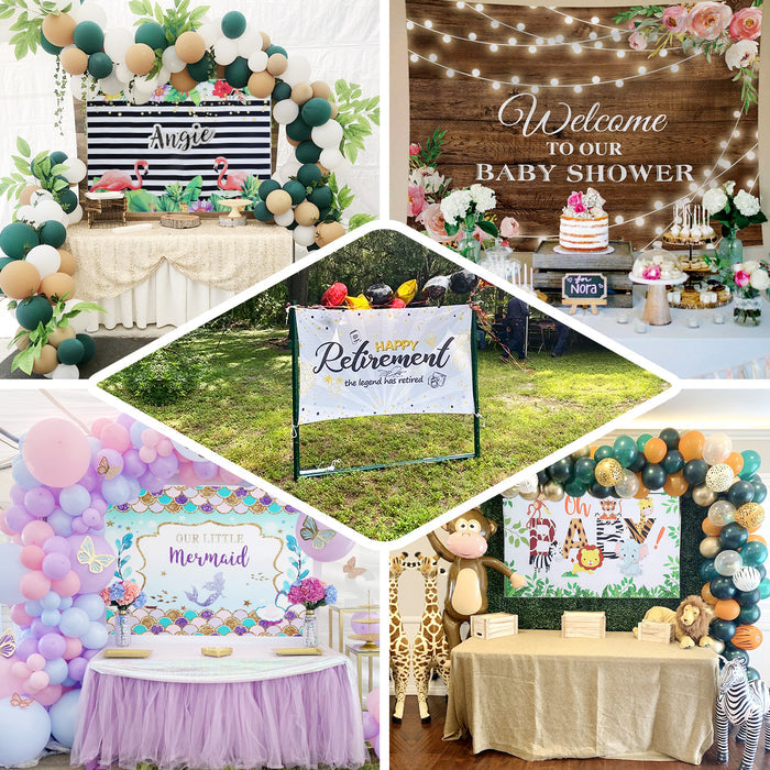 Colorful Cinco De Mayo fiesta backdrop with vibrant multi-color stripes and paper flowers.