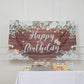 6ftx3ft white brown rustic wood floral happy birthday photo backdrop banner