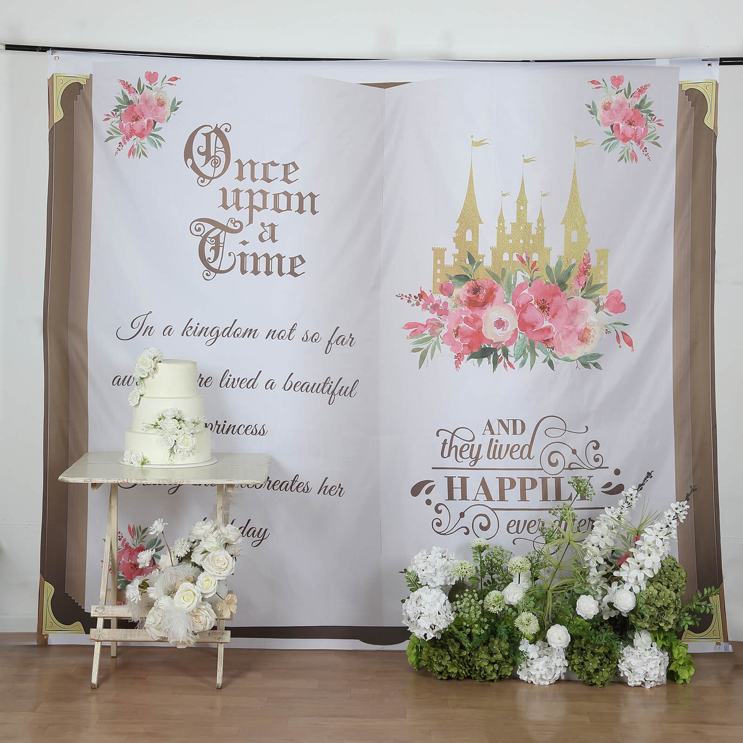 8ftx7ft Fairy Tale Book Vinyl Photography Backdrop, Once Upon a Time Princess Theme Party Photo Shoot Background