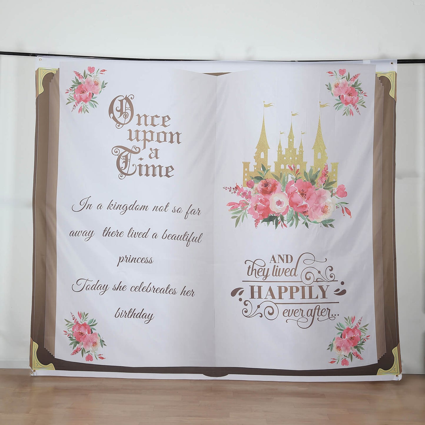 8ftx7ft Fairy Tale Book Vinyl Photography Backdrop, Once Upon a Time Princess Theme Party Photo Shoot Background