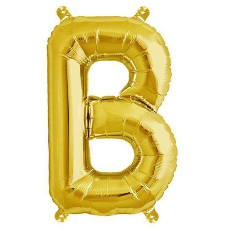 16" Gold Letter & Number Balloons, Shiny Metallic Mylar Foil Alphabet Balloons