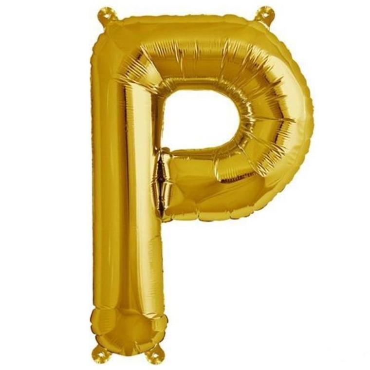 16" Gold Letter & Number Balloons, Shiny Metallic Mylar Foil Alphabet Balloons