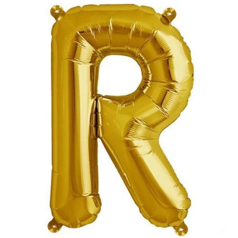 16" Gold Letter & Number Balloons, Shiny Metallic Mylar Foil Alphabet Balloons