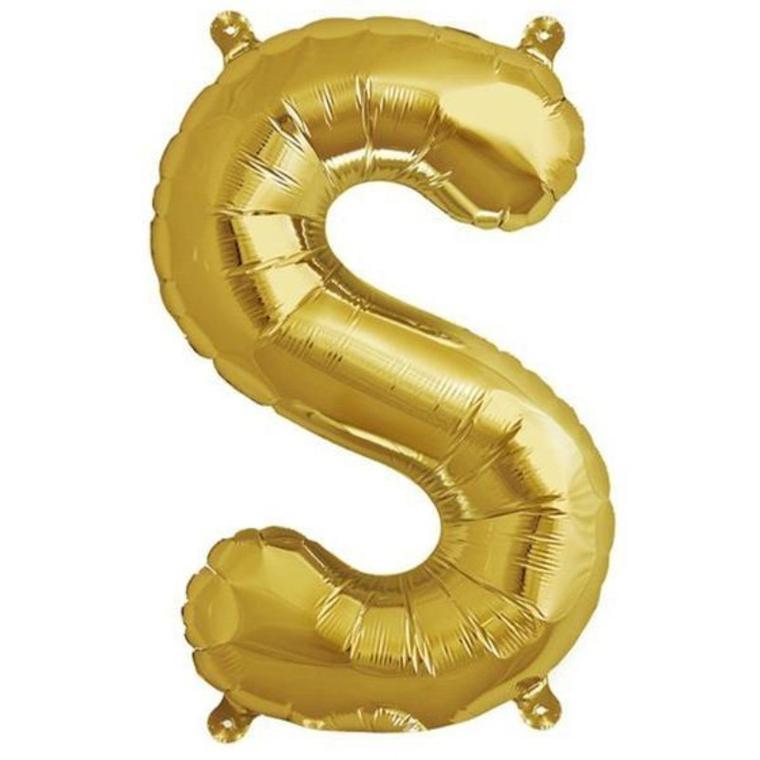 16" Gold Letter & Number Balloons, Shiny Metallic Mylar Foil Alphabet Balloons