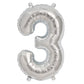 Silver number balloon in shiny metallic finish.