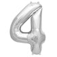 Shiny metallic silver number 4 balloon