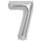 Silver number balloon, shiny metallic finish.