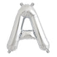 Shiny metallic silver letter balloon "A" in a large size.