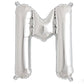 Silver letter balloon in shiny metallic finish.