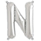 Silver letter balloon in shiny metallic finish.