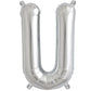 13" shiny metallic silver letter balloon "U".