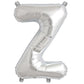 Silver letter balloon in shiny metallic mylar foil.