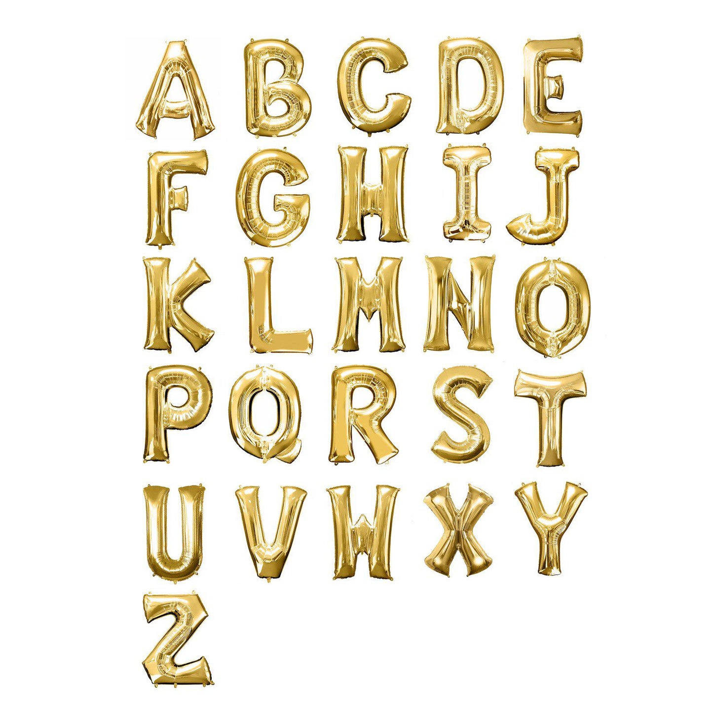 35" Gold Letter Balloon, Shiny Metallic Mylar Foil Helium/Air Alphabet Balloon - A