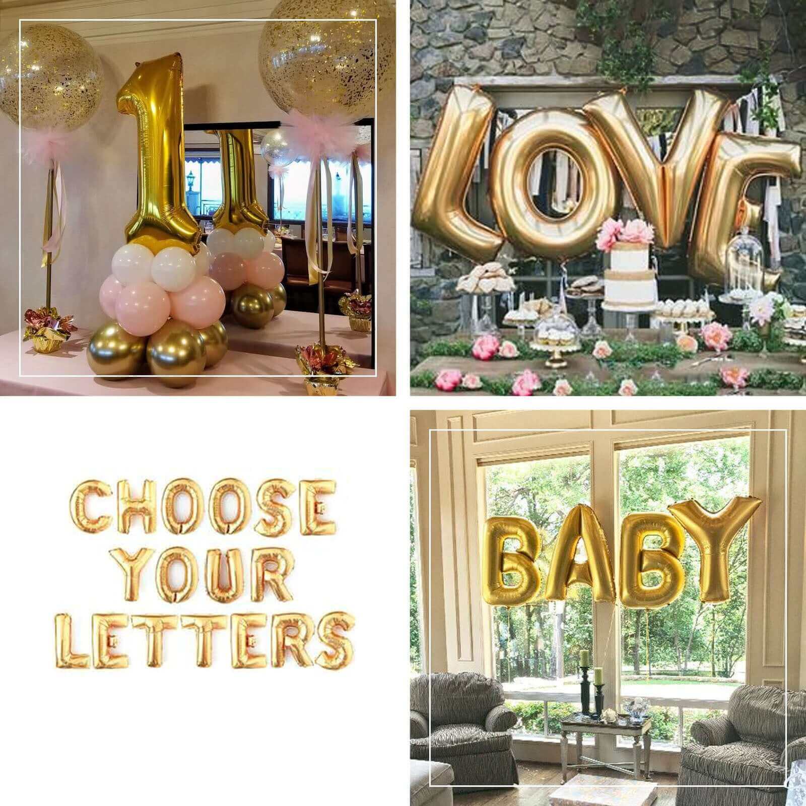 35" Shiny Metallic Gold Mylar Foil Helium/Air Alphabet Letter Balloon - A