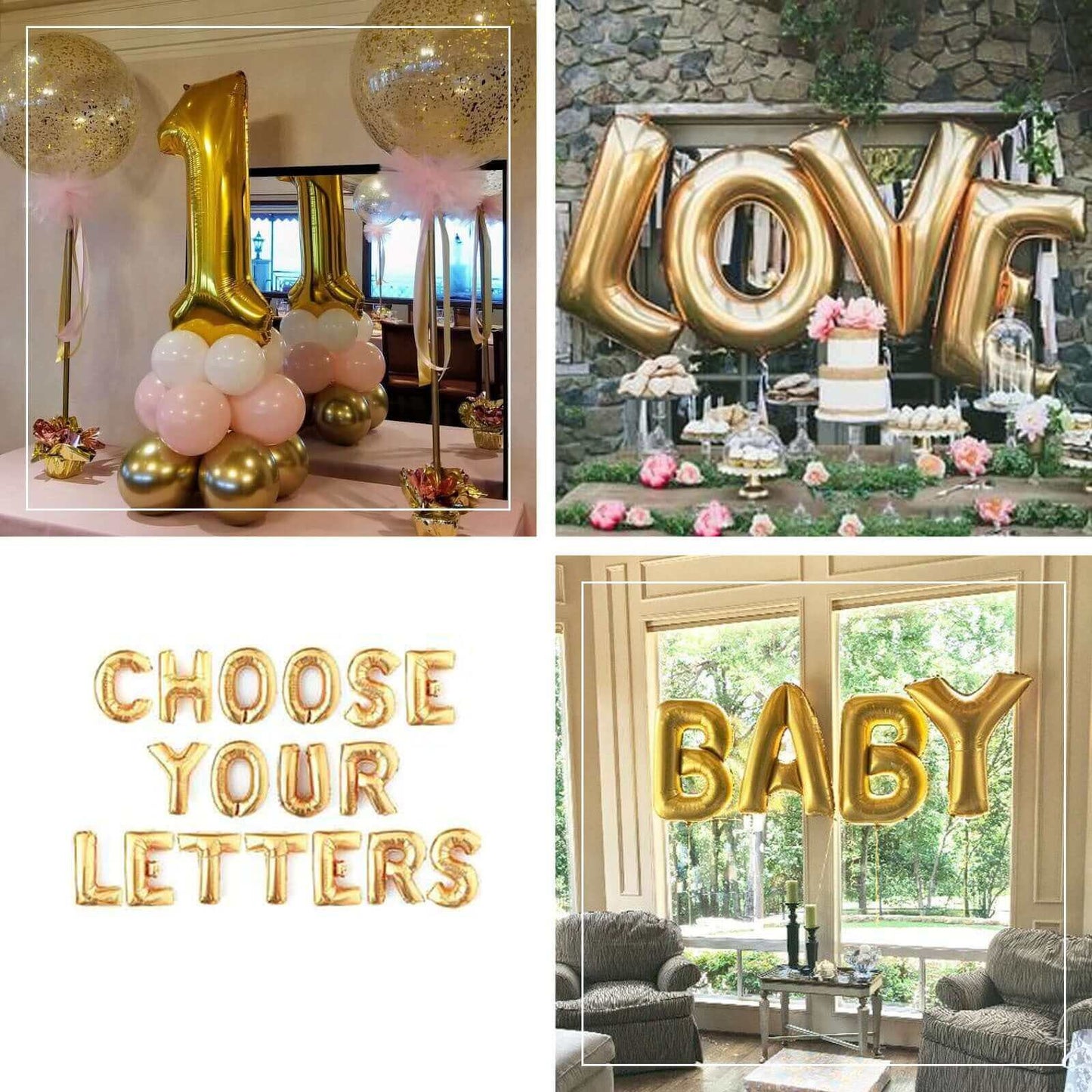 35" Shiny Metallic Gold Mylar Foil Helium/Air Alphabet Letter Balloon - K