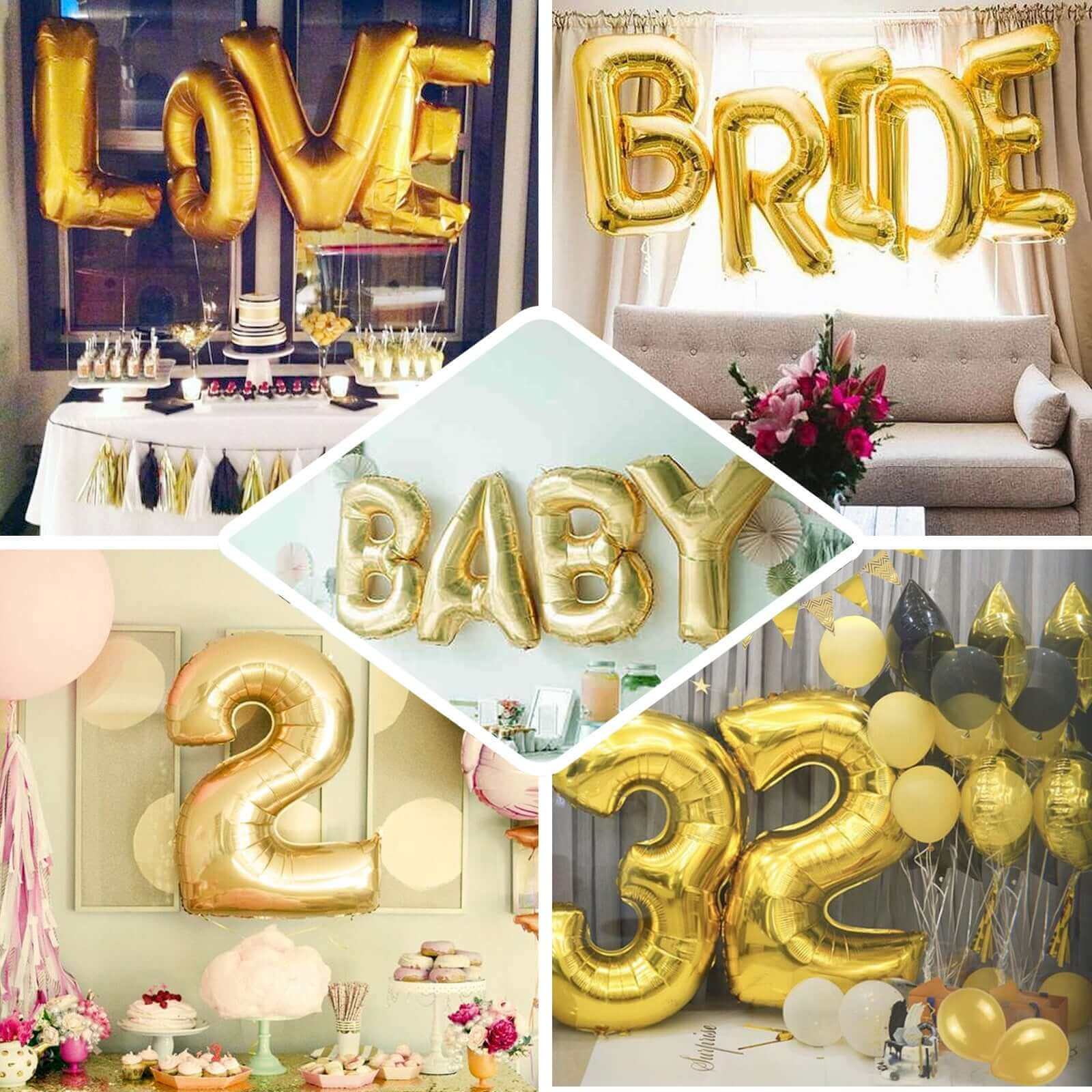 35" Shiny Metallic Gold Mylar Foil Helium/Air Alphabet Letter Balloon - A