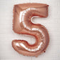 35" Rose Gold Letter and Number Balloons, Shiny Metallic Mylar Foil Helium Air Balloons