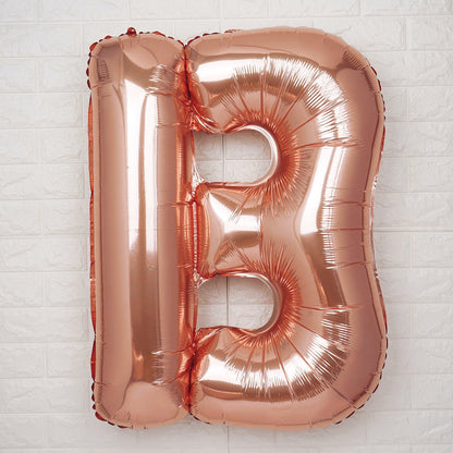 35" Rose Gold Letter and Number Balloons, Shiny Metallic Mylar Foil Helium Air Balloons