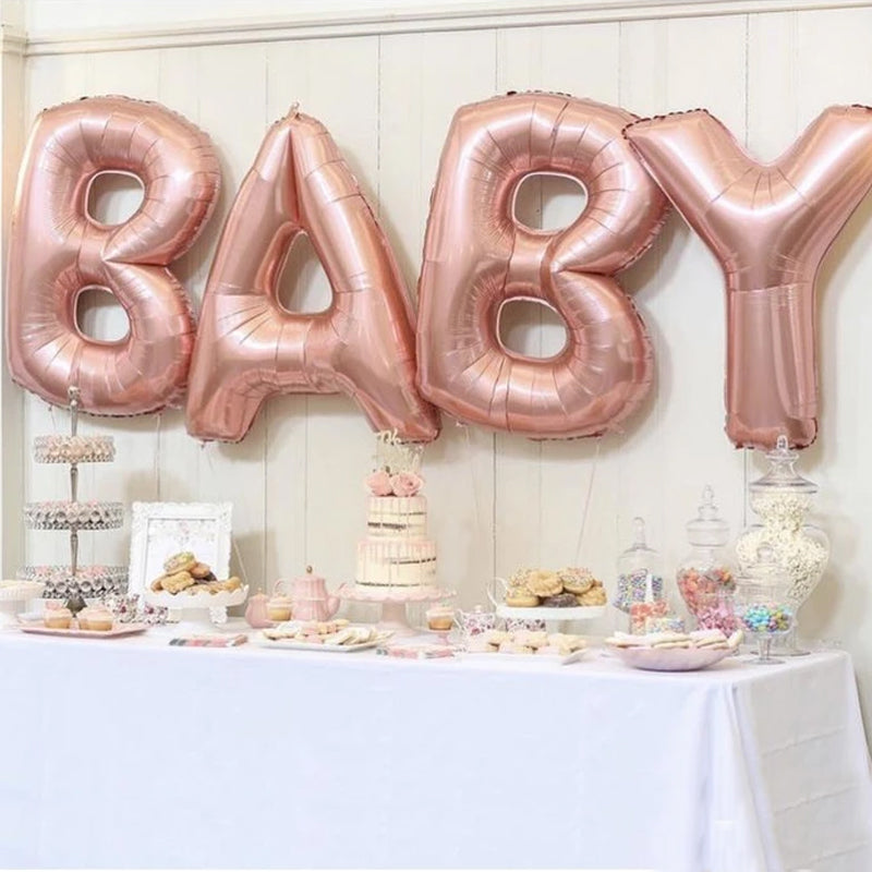 35" Rose Gold Letter and Number Balloons, Shiny Metallic Mylar Foil Helium Air Balloons