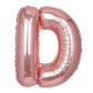 35" Rose Gold Letter and Number Balloons, Shiny Metallic Mylar Foil Helium Air Balloons