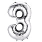 35" Silver Letter and Number Balloons, Shiny Metallic Mylar Foil Helium Air Balloons