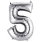 35" Silver Letter and Number Balloons, Shiny Metallic Mylar Foil Helium Air Balloons