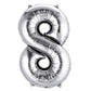 35" Silver Letter and Number Balloons, Shiny Metallic Mylar Foil Helium Air Balloons