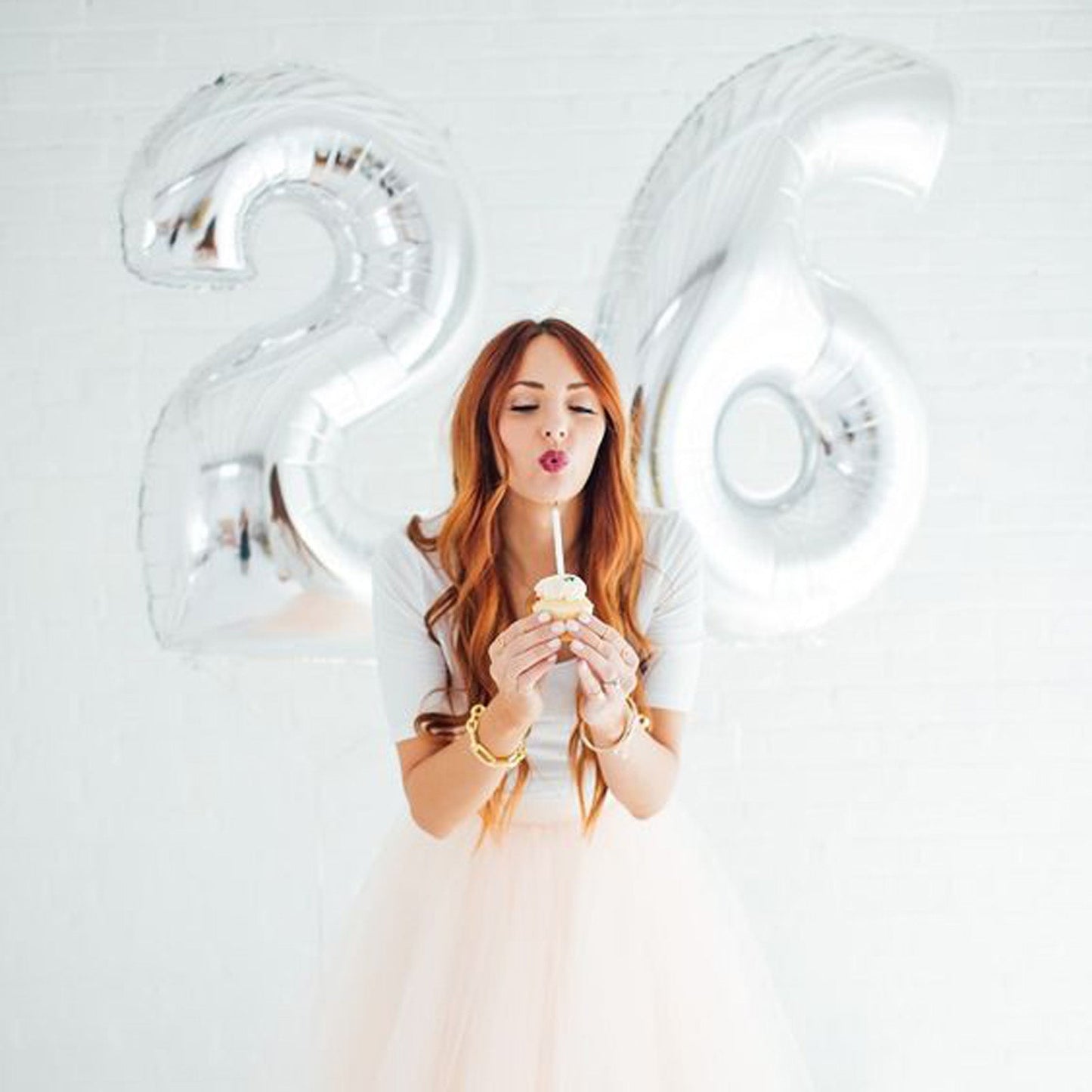 35" Silver Letter and Number Balloons, Shiny Metallic Mylar Foil Helium Air Balloons