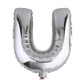 35" Silver Letter and Number Balloons, Shiny Metallic Mylar Foil Helium Air Balloons
