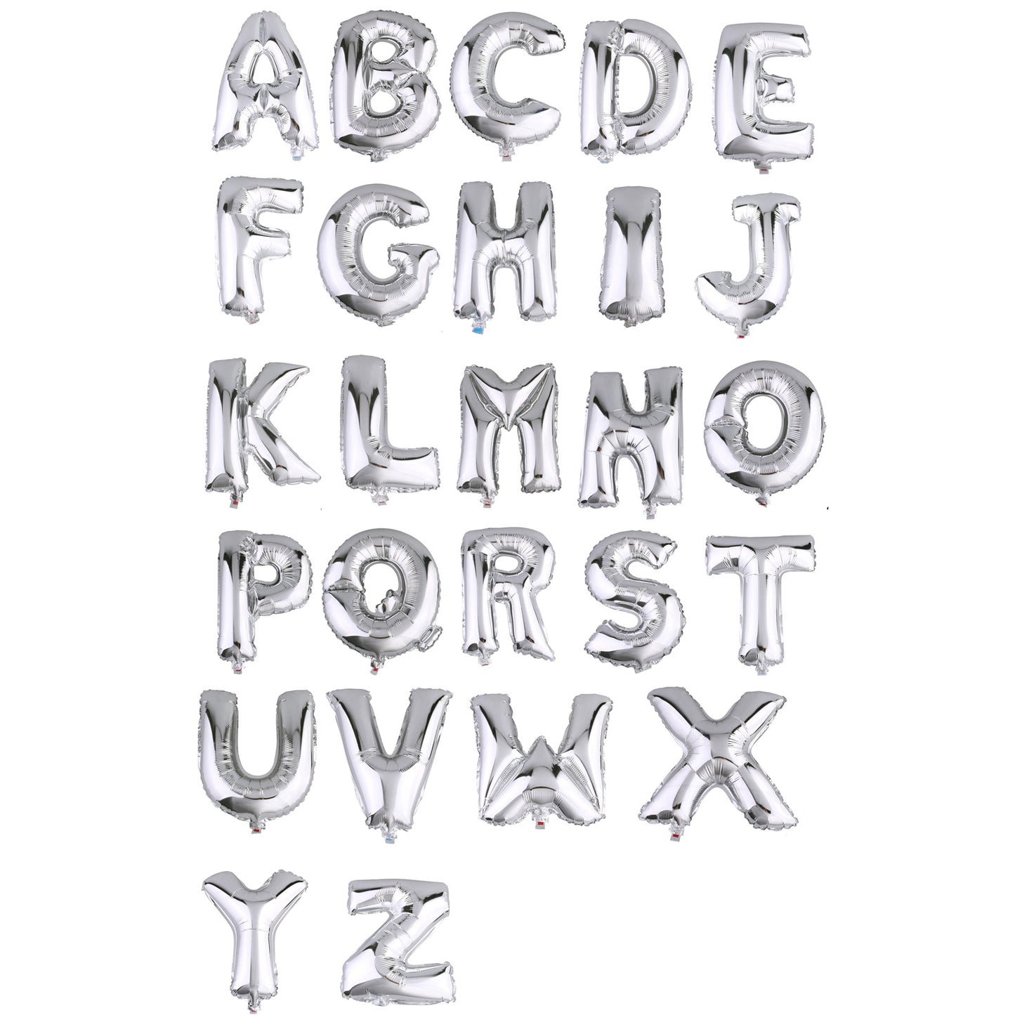 35" Silver Letter and Number Balloons, Shiny Metallic Mylar Foil Helium Air Balloons