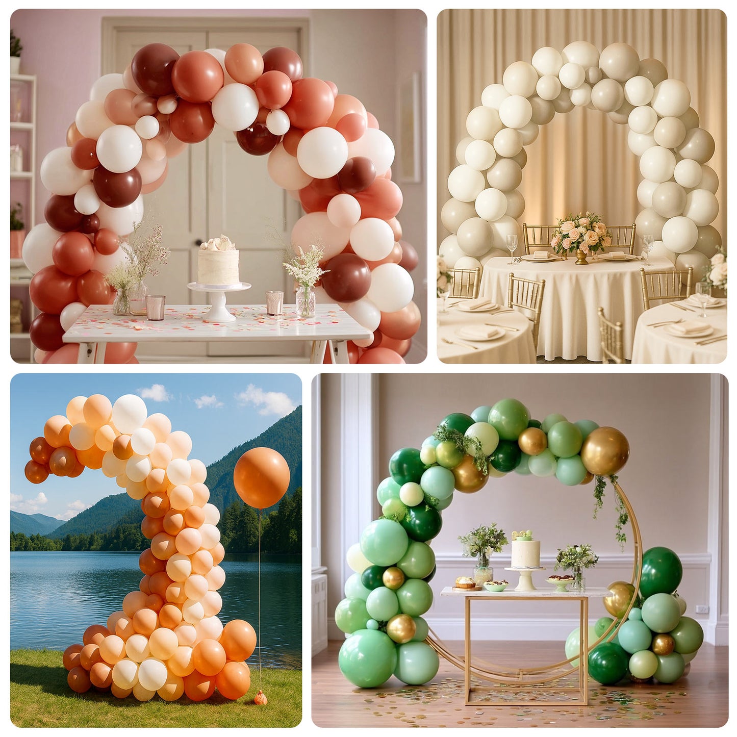 Set of 95 White Beige Biodegradable Balloon Arch Kit, Extra Strong Eco-Friendly Latex Party Balloon Garland