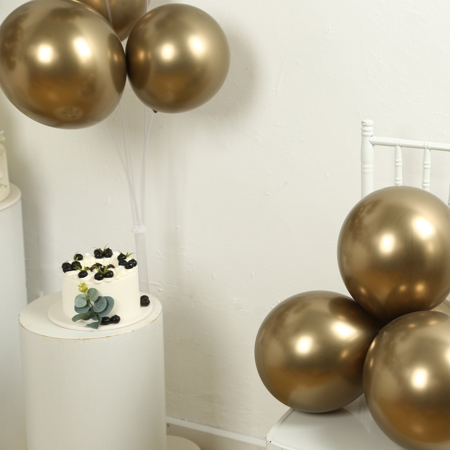 50 Pack Chrome Champagne Biodegradable Latex Balloons 12", Thick Eco Friendly Metallic Party Balloons