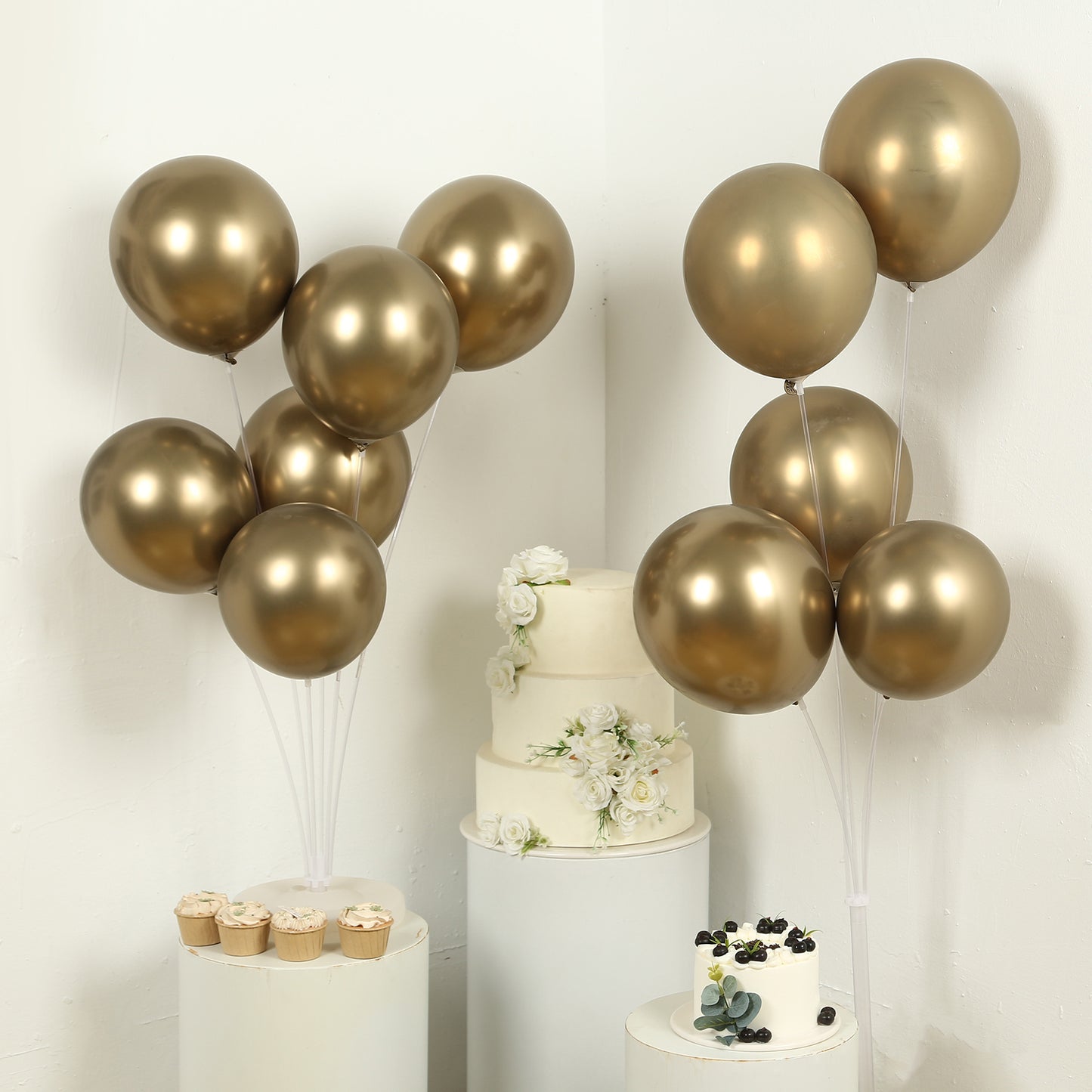 50 Pack Chrome Champagne Biodegradable Latex Balloons 12", Thick Eco Friendly Metallic Party Balloons