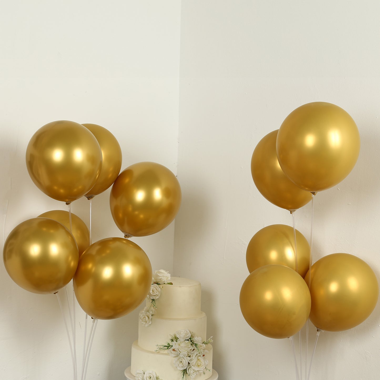 50 Pack Chrome Gold Biodegradable Latex Balloons 12", Thick Eco Friendly Metallic Party Balloons