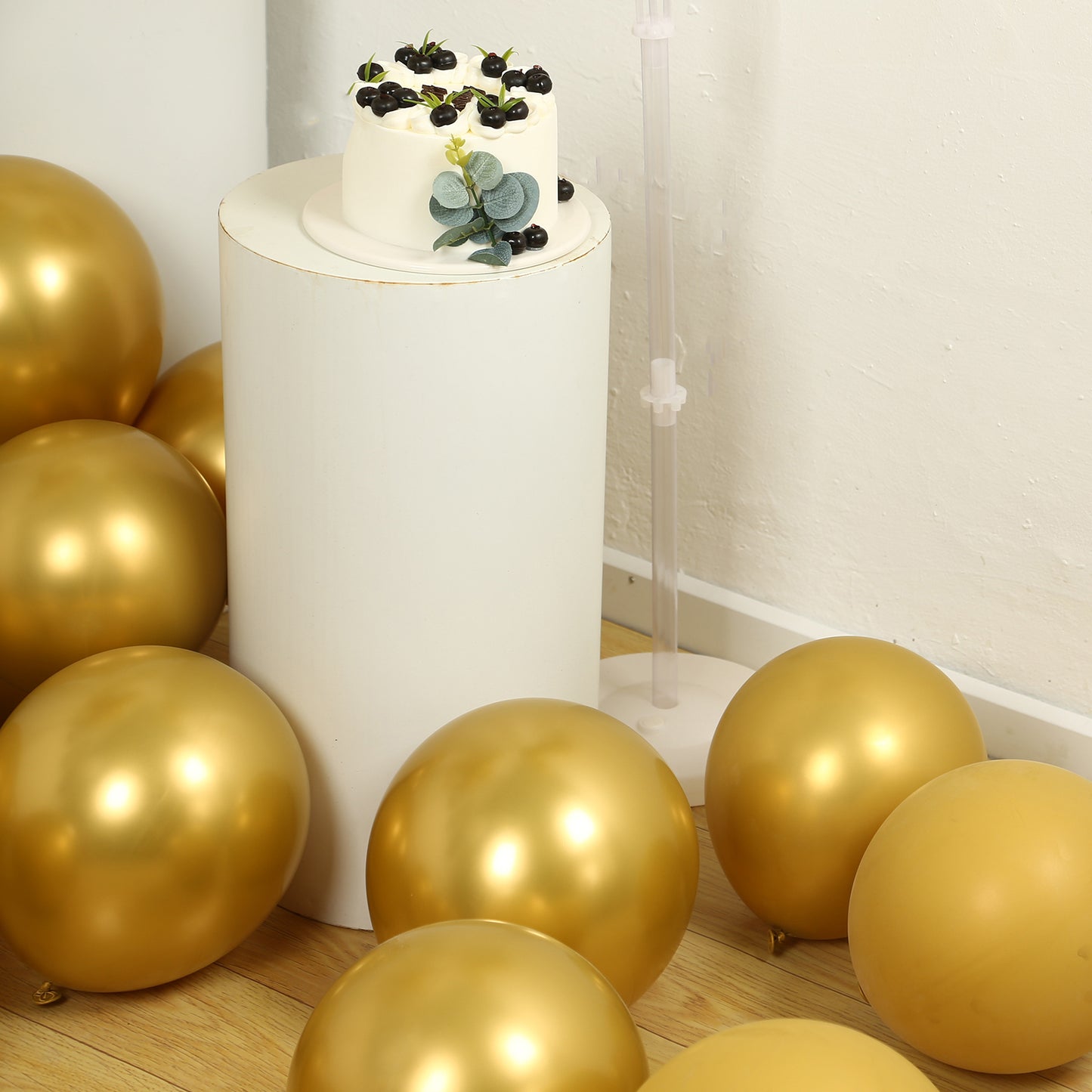 50 Pack Chrome Gold Biodegradable Latex Balloons 12", Thick Eco Friendly Metallic Party Balloons