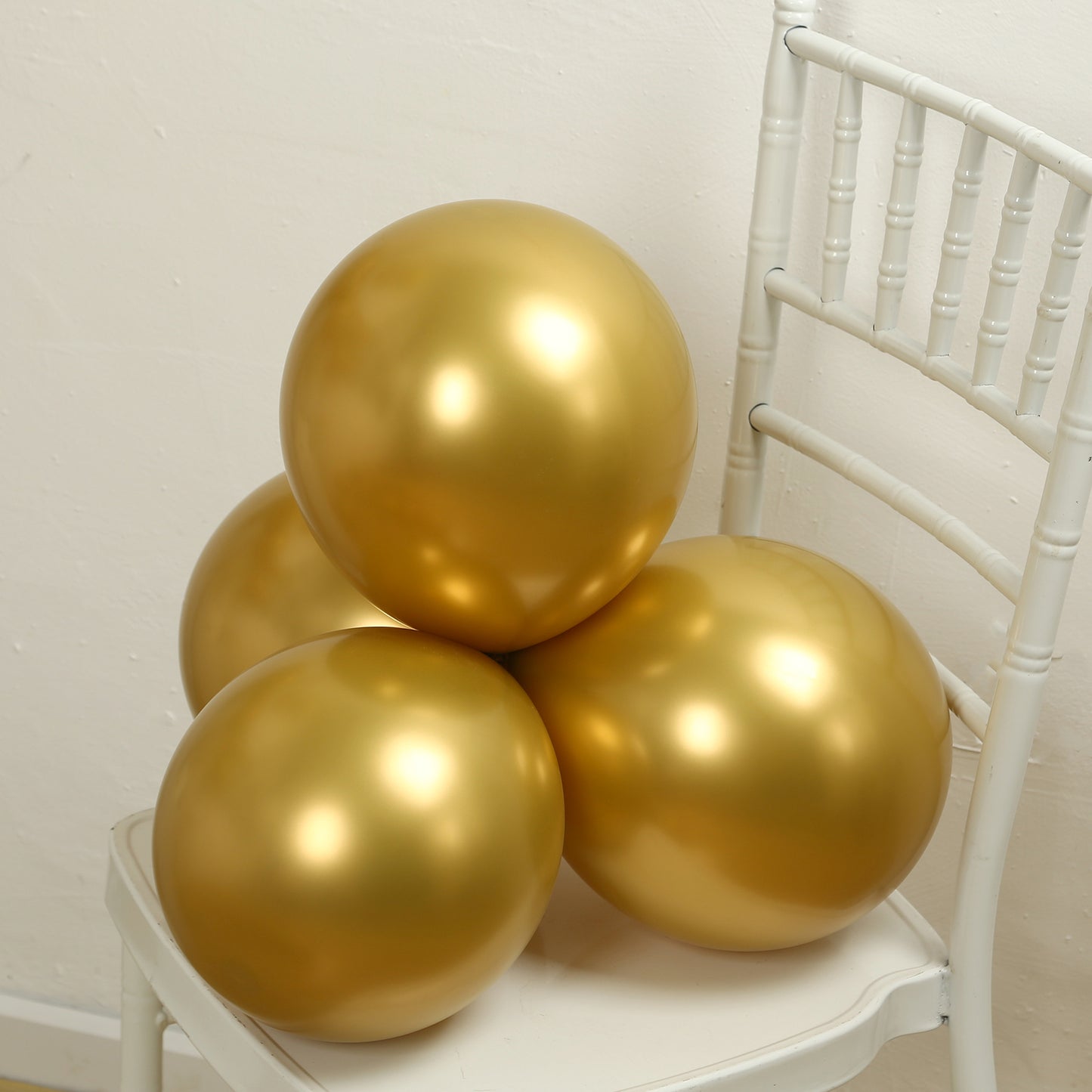 50 Pack Chrome Gold Biodegradable Latex Balloons 12", Thick Eco Friendly Metallic Party Balloons