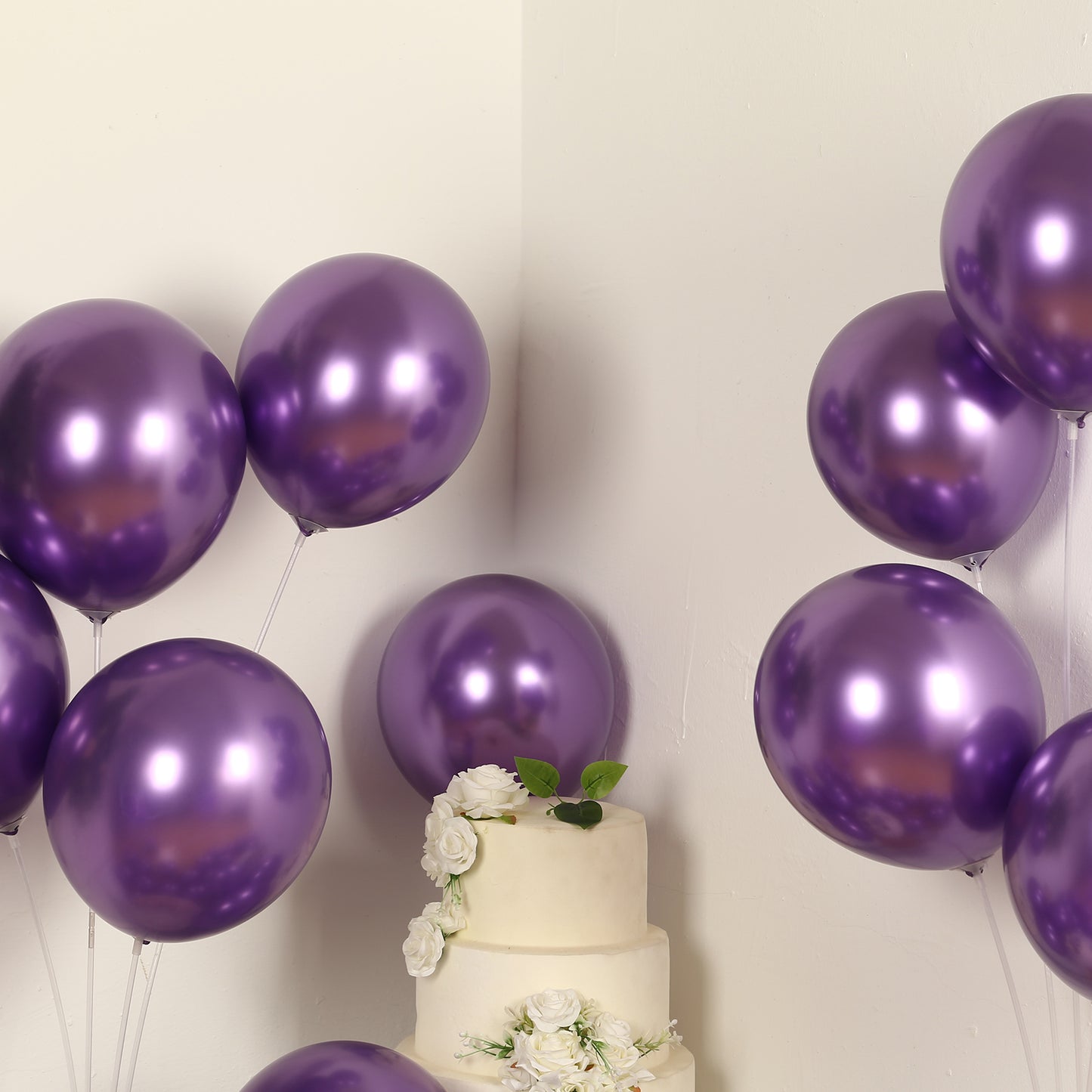 50 Pack Chrome Purple Biodegradable Latex Balloons 12", Thick Eco Friendly Metallic Party Balloons