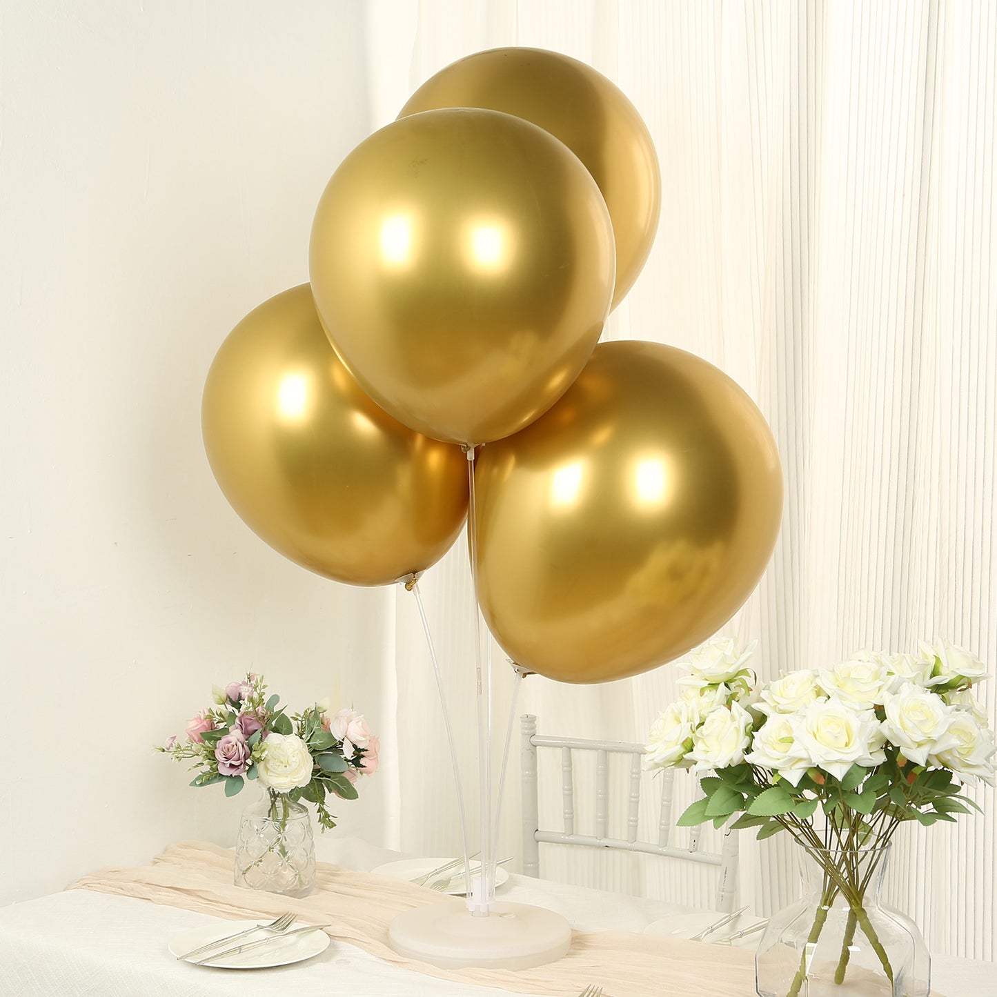 10 Pack Chrome Gold Biodegradable Latex Balloons 18", Thick Eco Friendly Metallic Party Balloons