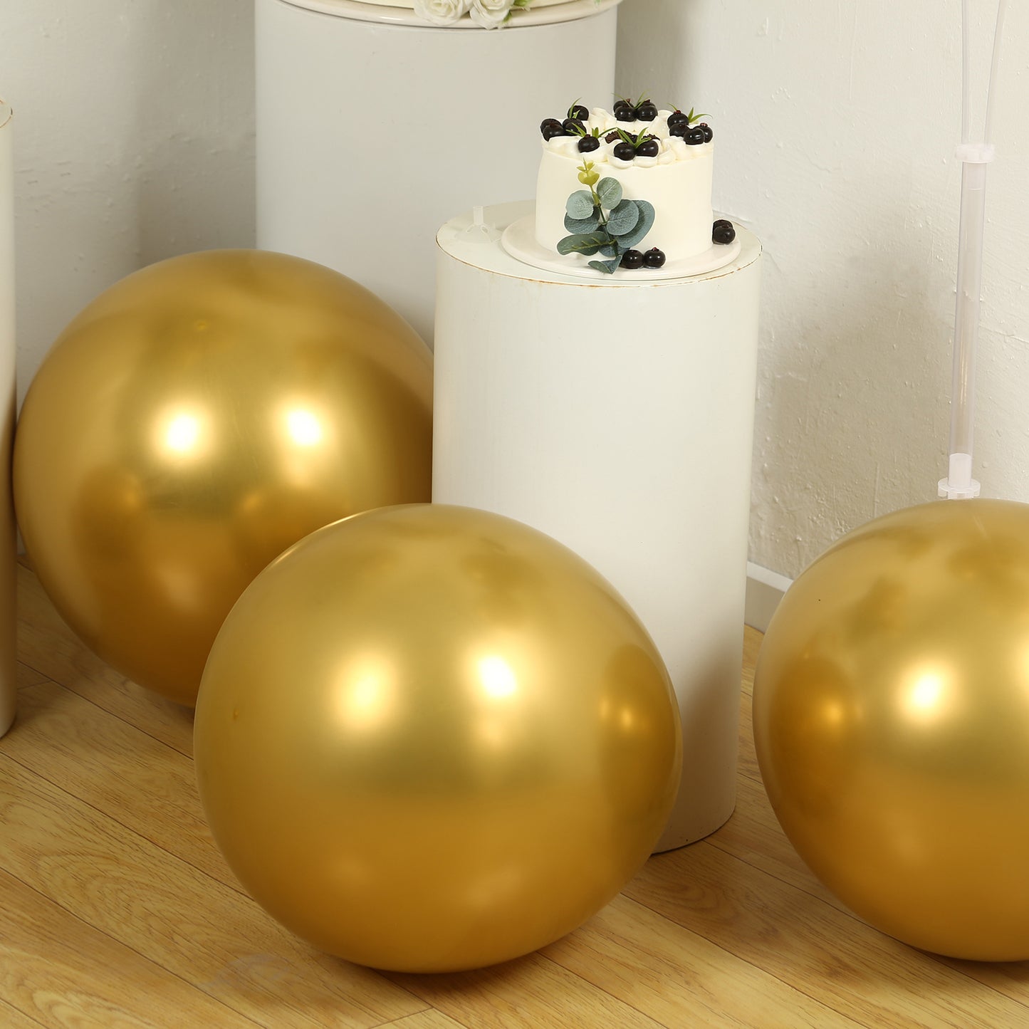 10 Pack Chrome Gold Biodegradable Latex Balloons 18", Thick Eco Friendly Metallic Party Balloons