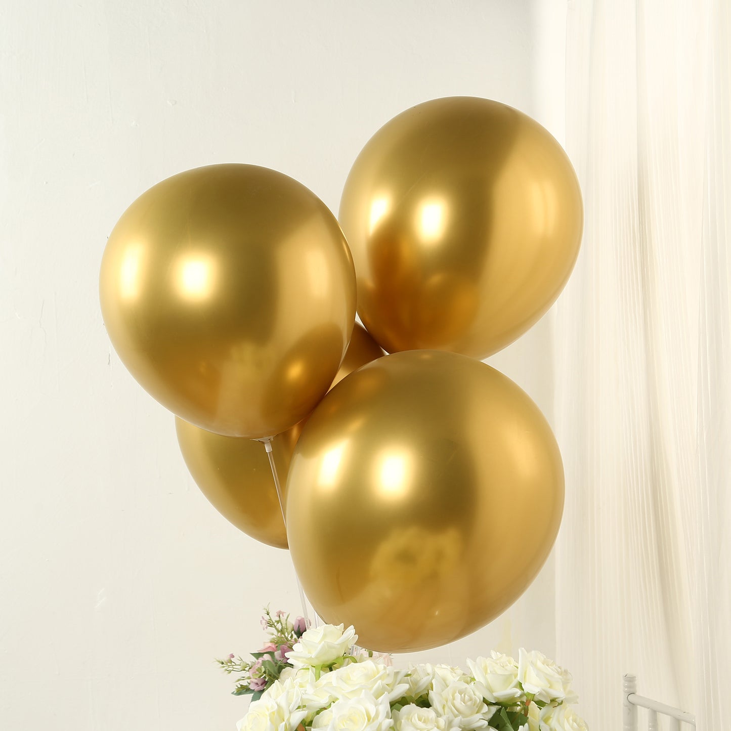 10 Pack Chrome Gold Biodegradable Latex Balloons 18", Thick Eco Friendly Metallic Party Balloons