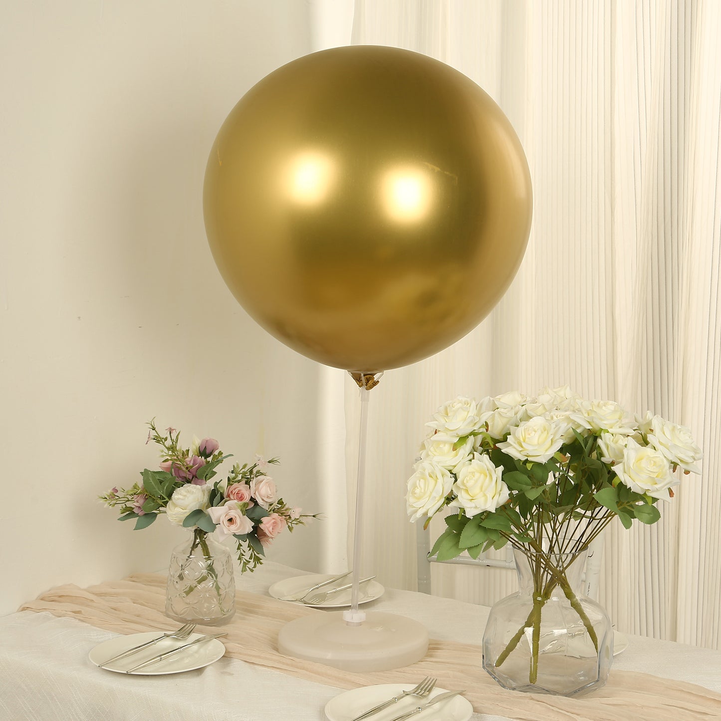 5 Pack Metallic Chrome Gold Biodegradable Balloons, 36" Large Round Eco-friendly Thickened Latex Party Balloons