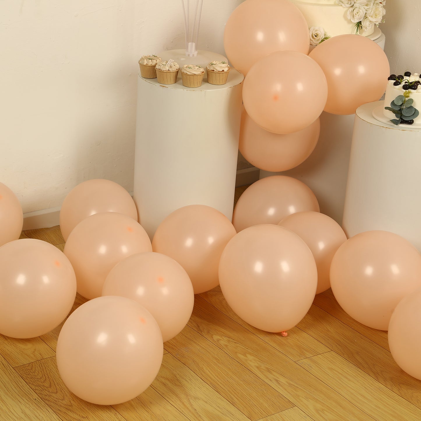 50 Pack Matte Pastel Blush Biodegradable Balloons 12", Round Eco-friendly Thick Latex Party Balloons