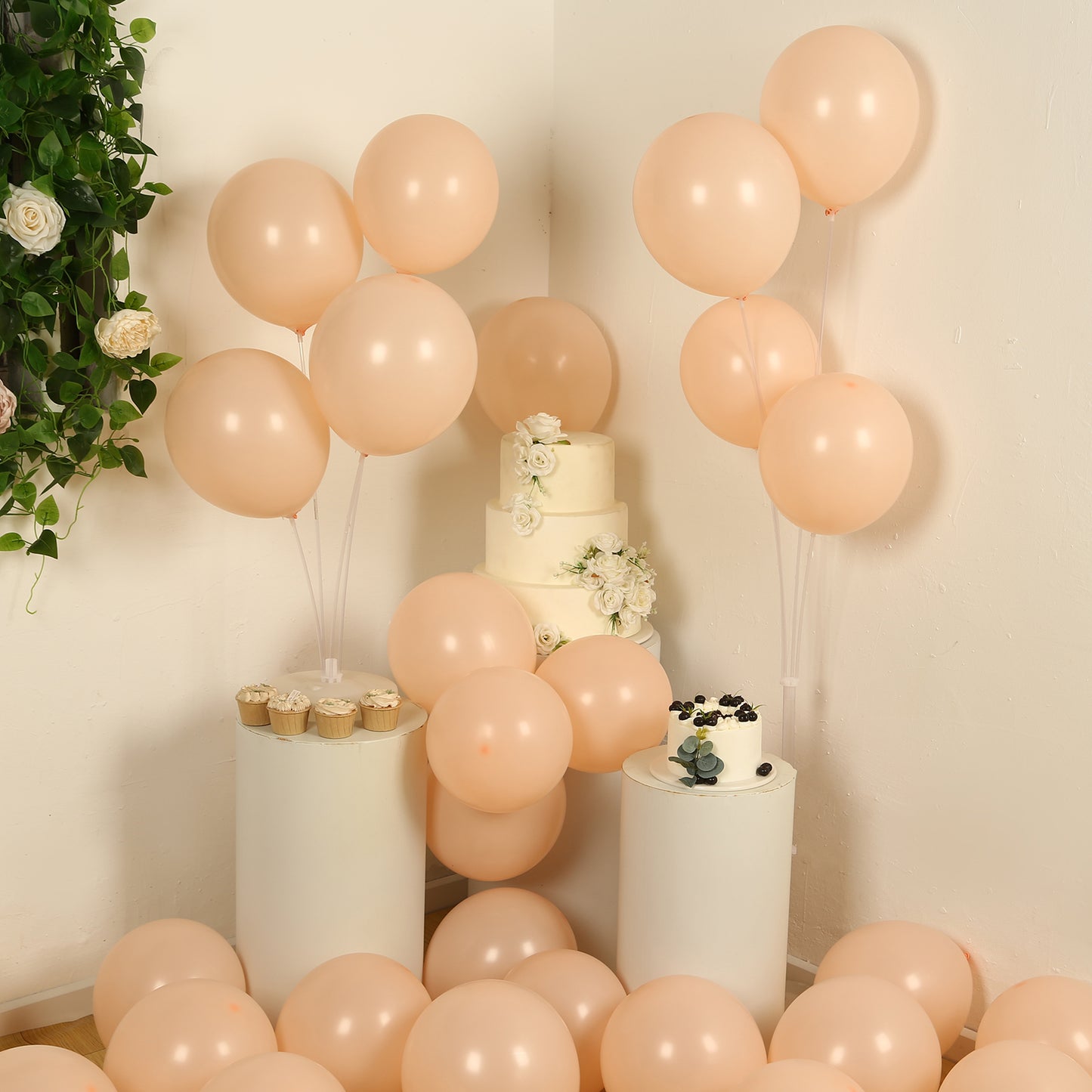 50 Pack Matte Pastel Blush Biodegradable Balloons 12", Round Eco-friendly Thick Latex Party Balloons