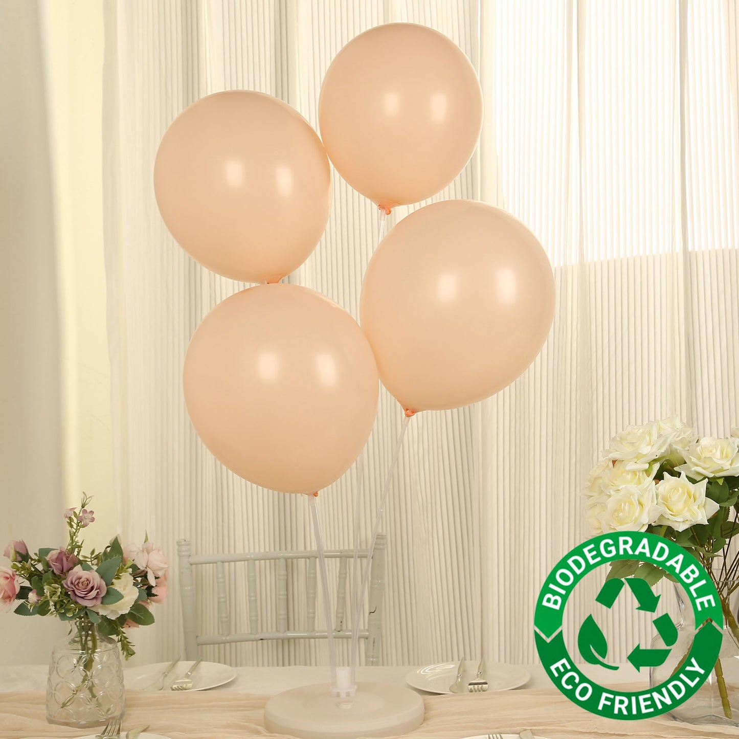 50 Pack Matte Pastel Blush Biodegradable Balloons 12", Round Eco-friendly Thick Latex Party Balloons