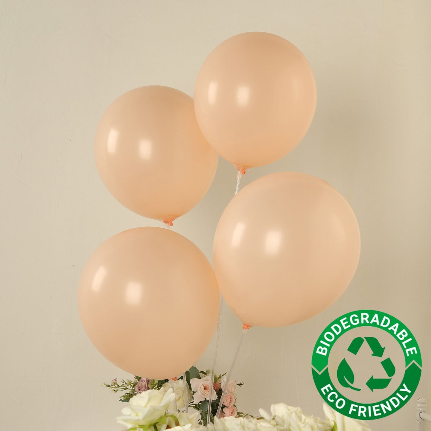 50 Pack Matte Pastel Blush Biodegradable Balloons 12", Round Eco-friendly Thick Latex Party Balloons