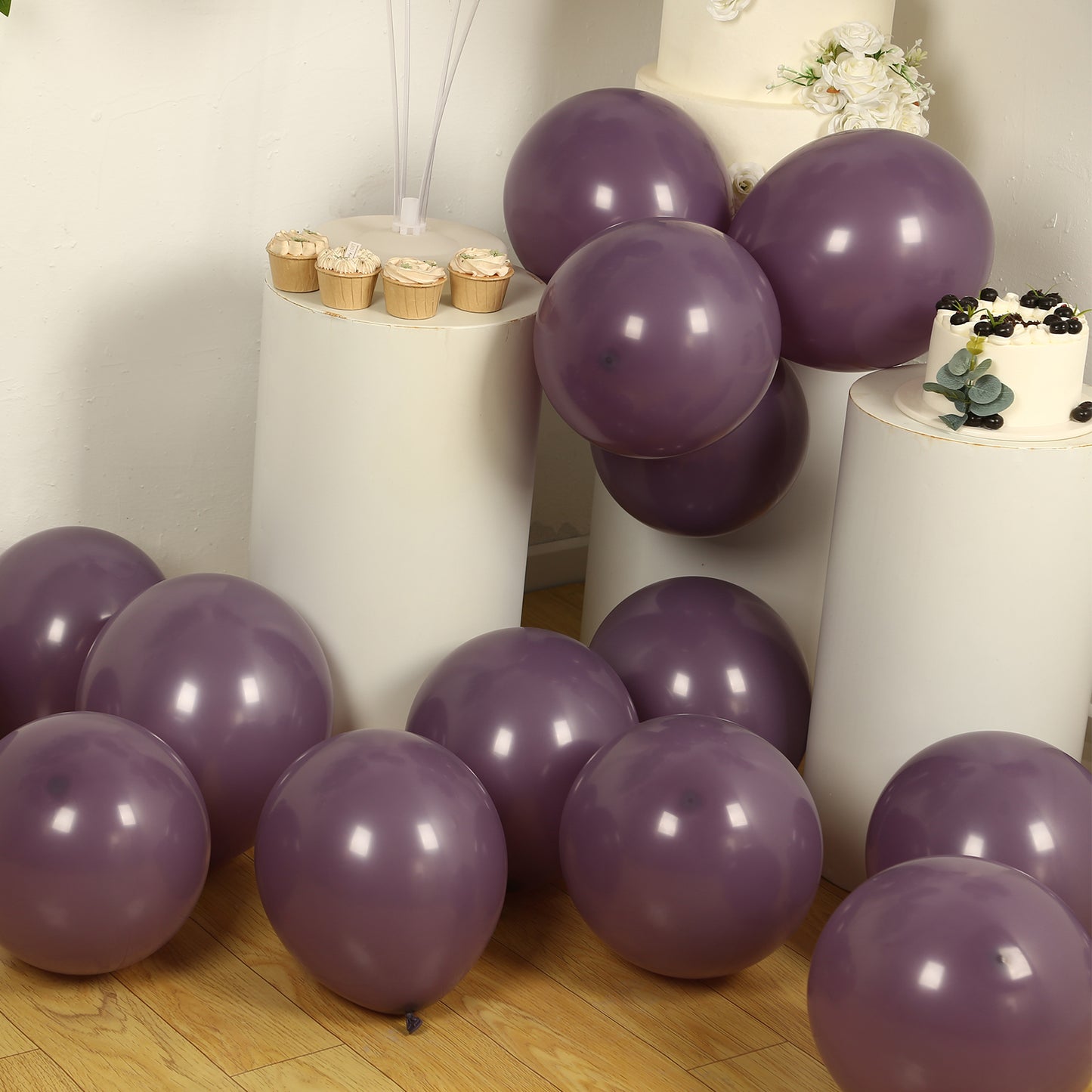 50 Pack Matte Pastel Violet Amethyst Biodegradable Balloons 12", Round Eco-friendly Thick Latex Party Balloons