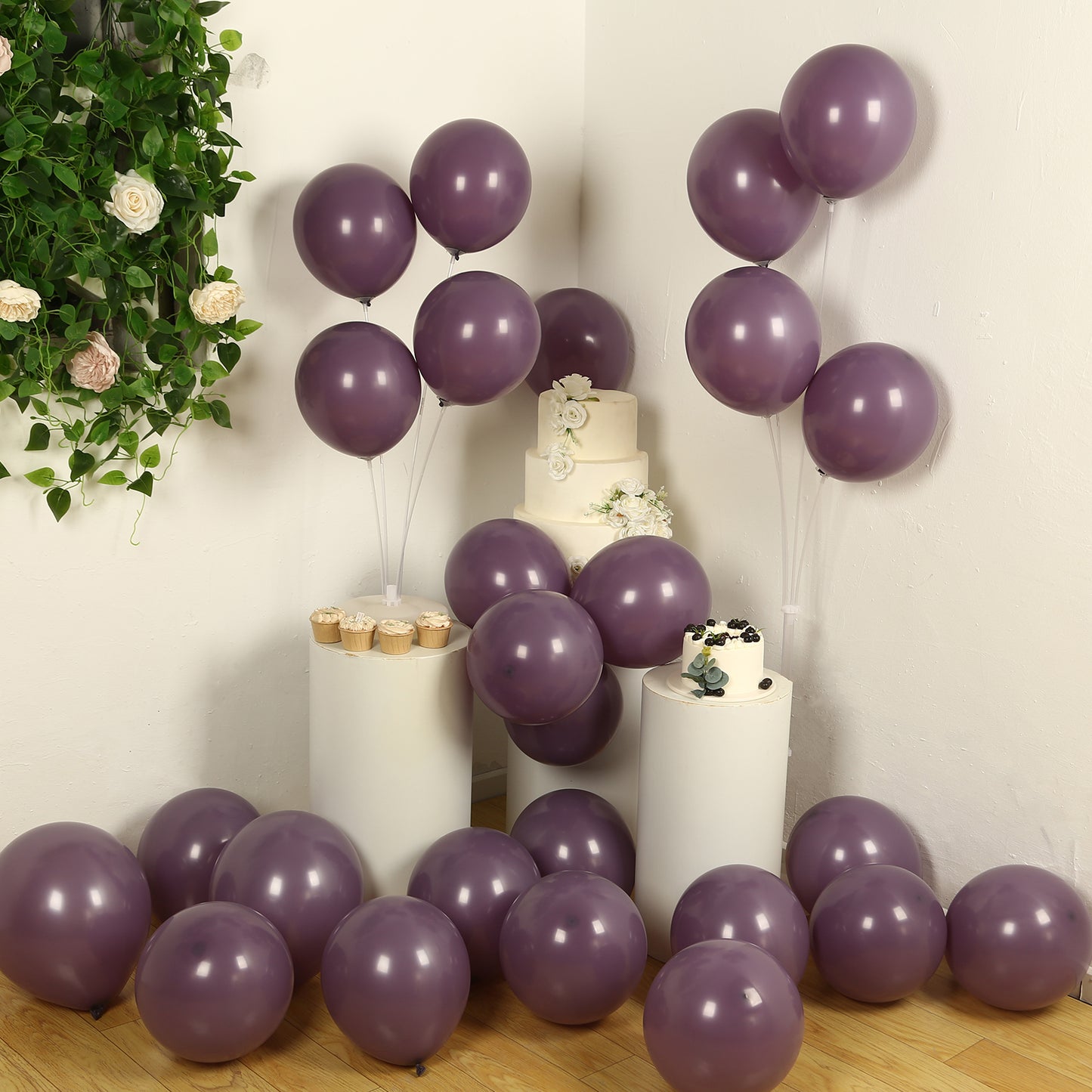 50 Pack Matte Pastel Violet Amethyst Biodegradable Balloons 12", Round Eco-friendly Thick Latex Party Balloons