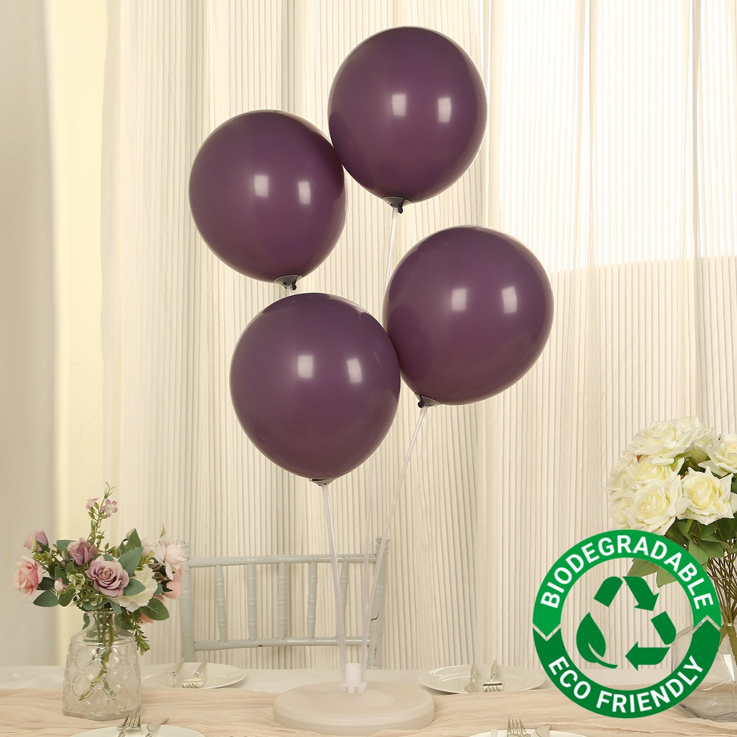 50 Pack Matte Pastel Violet Amethyst Biodegradable Balloons 12", Round Eco-friendly Thick Latex Party Balloons