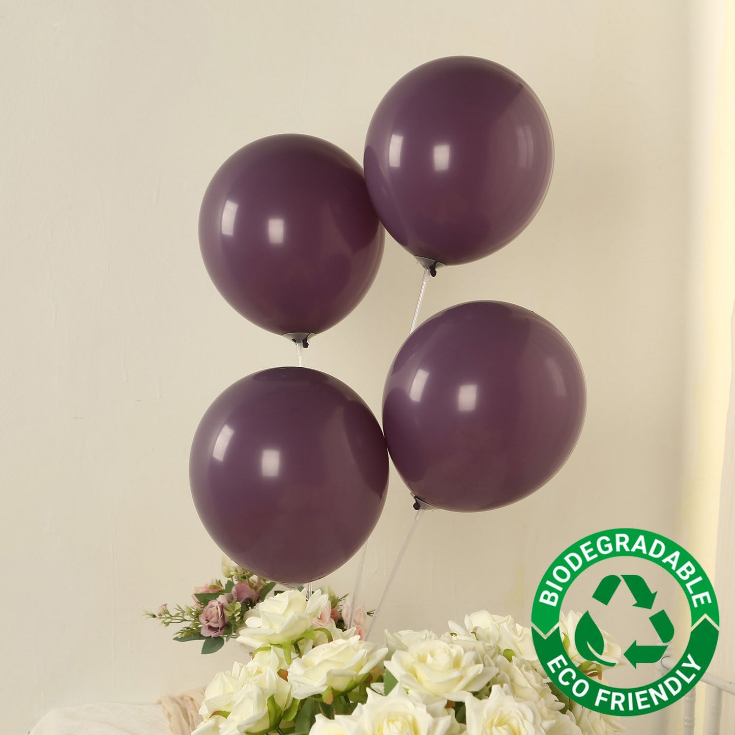 50 Pack Matte Pastel Violet Amethyst Biodegradable Balloons 12", Round Eco-friendly Thick Latex Party Balloons