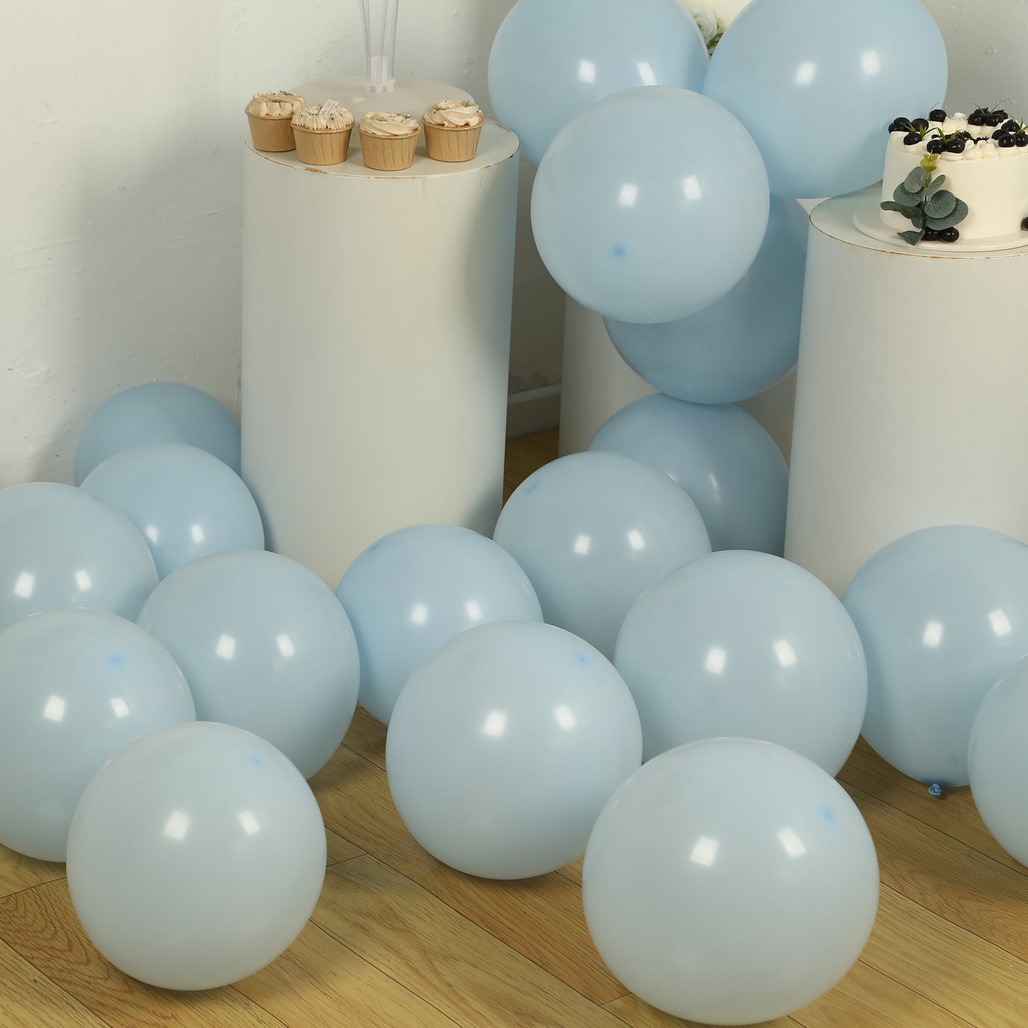 50 Pack Matte Pastel Ice Blue Biodegradable Balloons 12", Round Eco-friendly Thick Latex Party Balloons